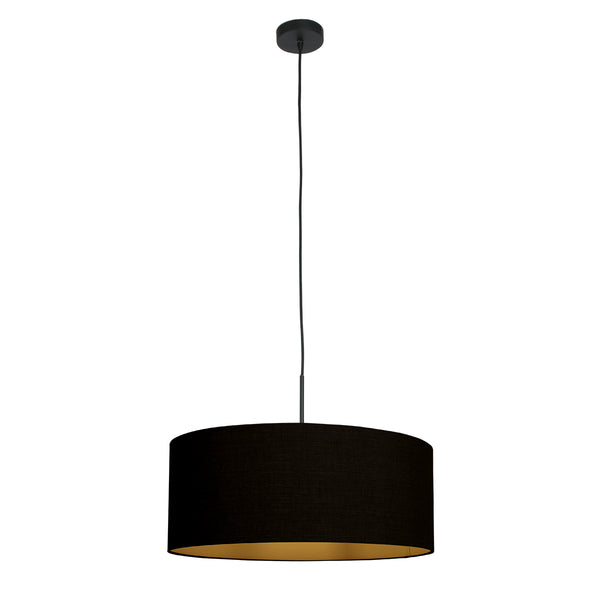 Zwarte hanglamp Sparkled Light 3960ZW met zwart linnen kap