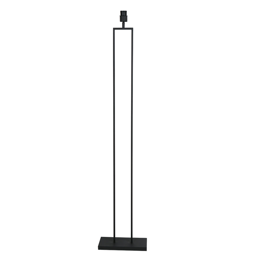 Zwarte staandelamp Stang 3962ZW met E27 fitting en zwart linnen kap met gouden binnenkant