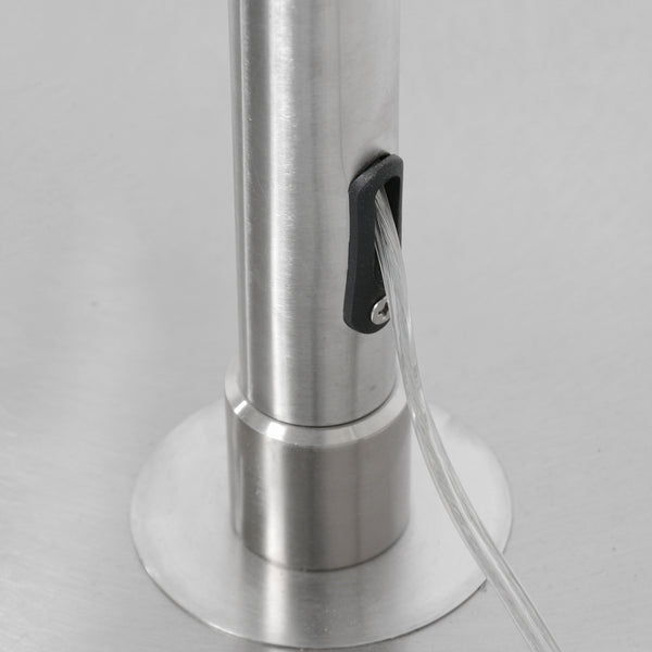 Staalkleurige vloerlamp / booglamp Sparkled Light 3963ST inclusief zwarte kap met goudkleurige binnenkant.