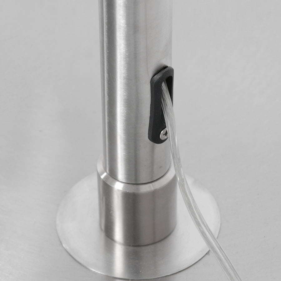 Staalkleurige vloerlamp / booglamp Sparkled Light 3963ST inclusief zwarte kap met goudkleurige binnenkant.