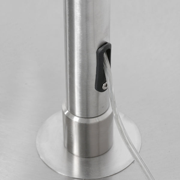 Staalkleurige vloerlamp / booglamp Sparkled Light 3963ST inclusief zwarte kap met goudkleurige binnenkant.