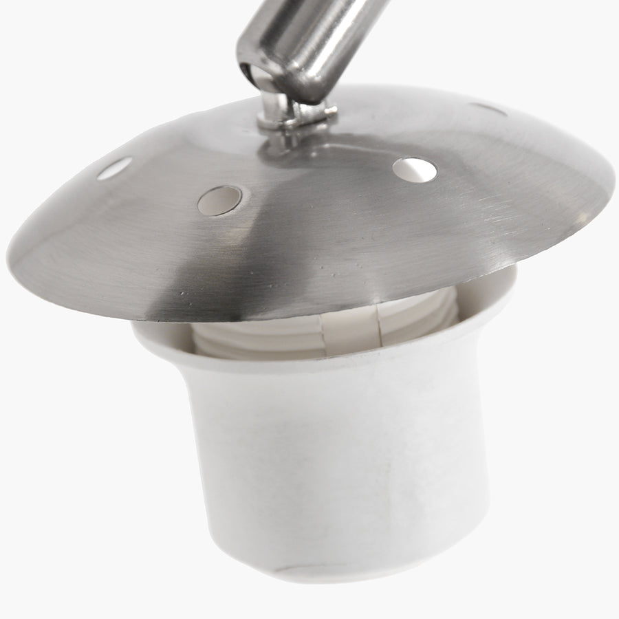 Staalkleurige vloerlamp / booglamp Sparkled Light 3963ST inclusief zwarte kap met goudkleurige binnenkant.