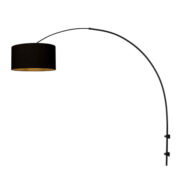 Zwarte boog wandlamp Sparkled Light 3967ZW met zwart goud linnen kap