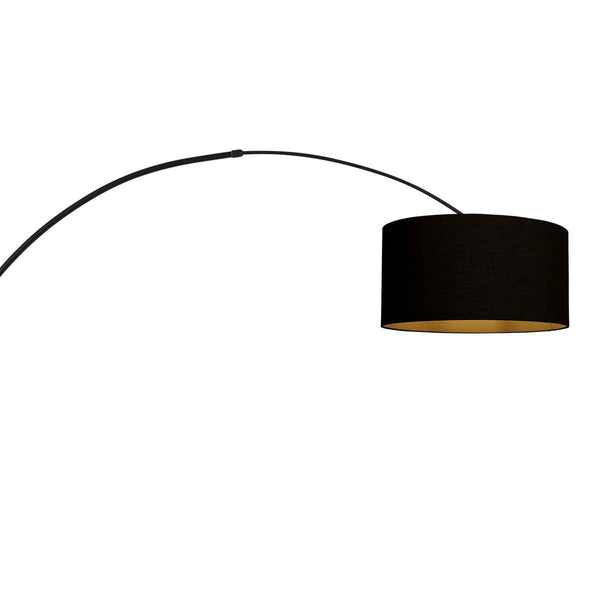 Zwarte boog wandlamp Sparkled Light 3967ZW met zwart goud linnen kap