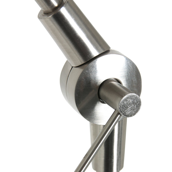 Staalkleurige vloerlamp Prestige Chic 3975ST met zwart linnen kap