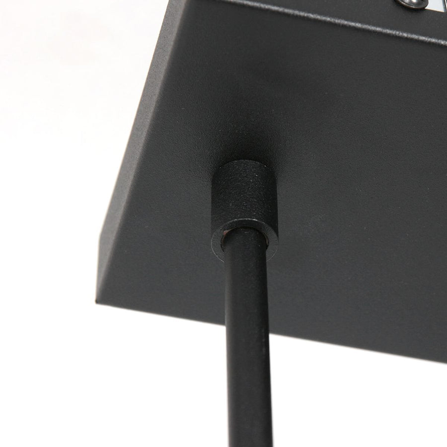 Zwarte 3-lichts hanglamp Stang 3981ZW met zwart linnen kappen met goudkleurige binnenkant