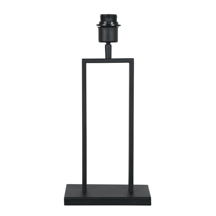 Zwarte tafellamp Stang 3984ZW met E27 fitting en zwart linnen kap met goudkleurige binnenkant