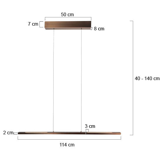 Bande 3994BR hanglamp bronzen design met touchdimmers en lift 114cm breed