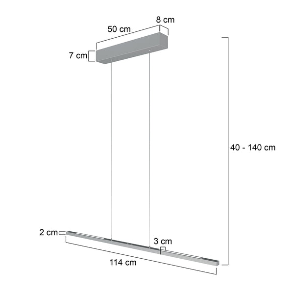 Hanglamp Bande 3994ST Staal 114cm breed met cable lift