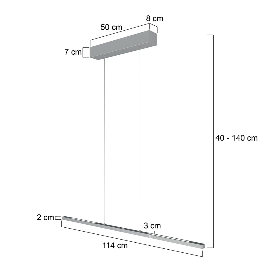 Hanglamp Bande 3994ST Staal 114cm breed met cable lift