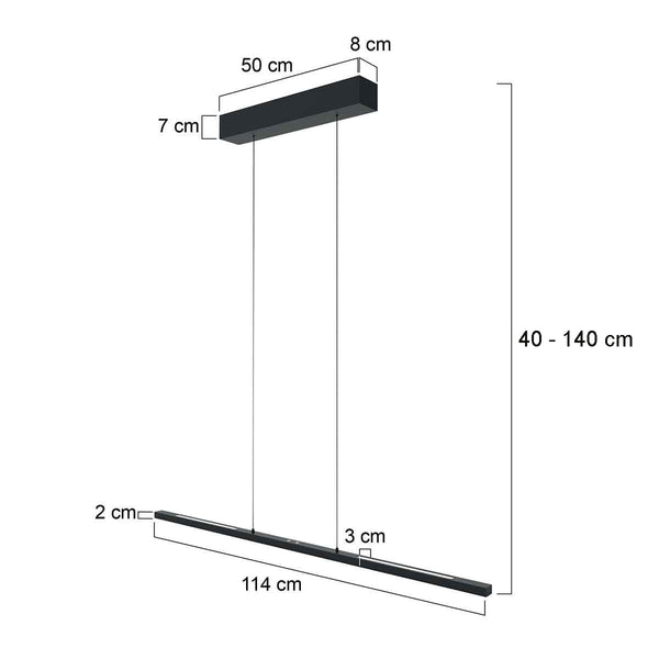 Hanglamp Bande 3994ZW zwart 114cm breed met cable lift