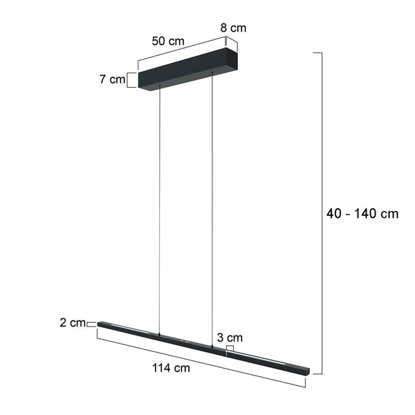 Hanglamp Bande 3994ZW zwart 114cm breed met cable lift