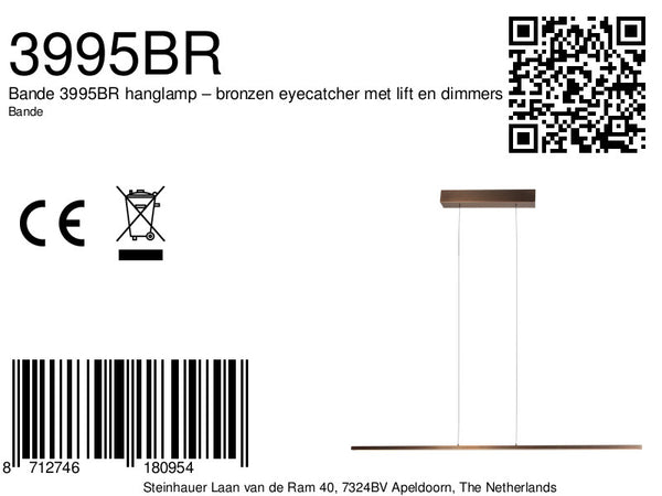 Bande 3995BR hanglamp – bronzen eyecatcher met lift en dimmers