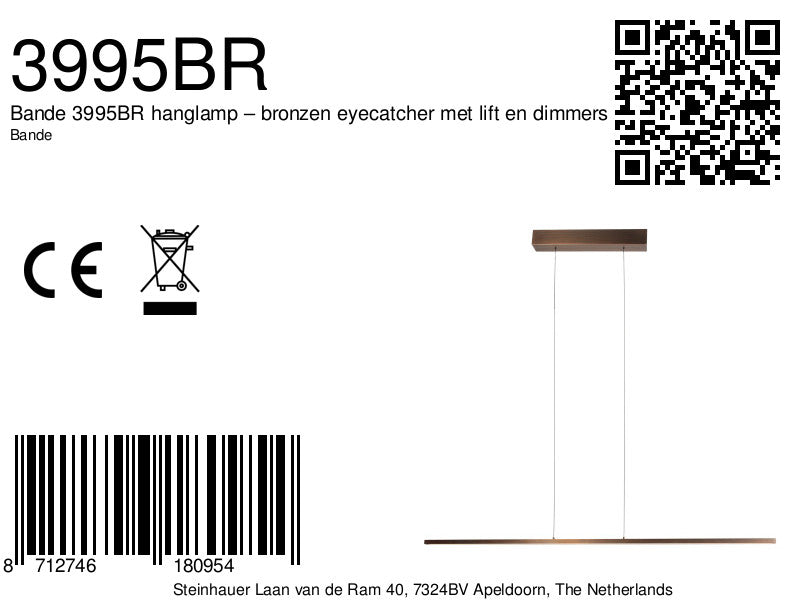 Bande 3995BR hanglamp – bronzen eyecatcher met lift en dimmers