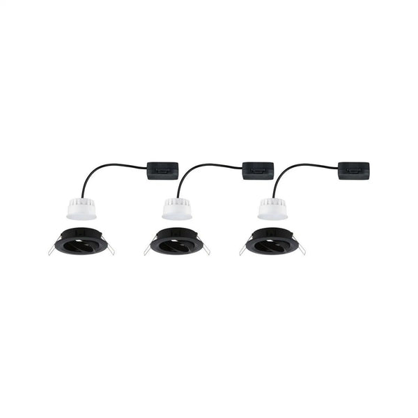 Inblp nova coin rond zwenkbaar led 3x6,5w 2700k 230v zwart mat/alu