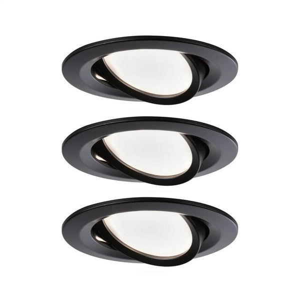 Inblp-set Nova Plus Coin dim rond zwb 3x6W 2700K 230V 51mm zwart mat/alu
