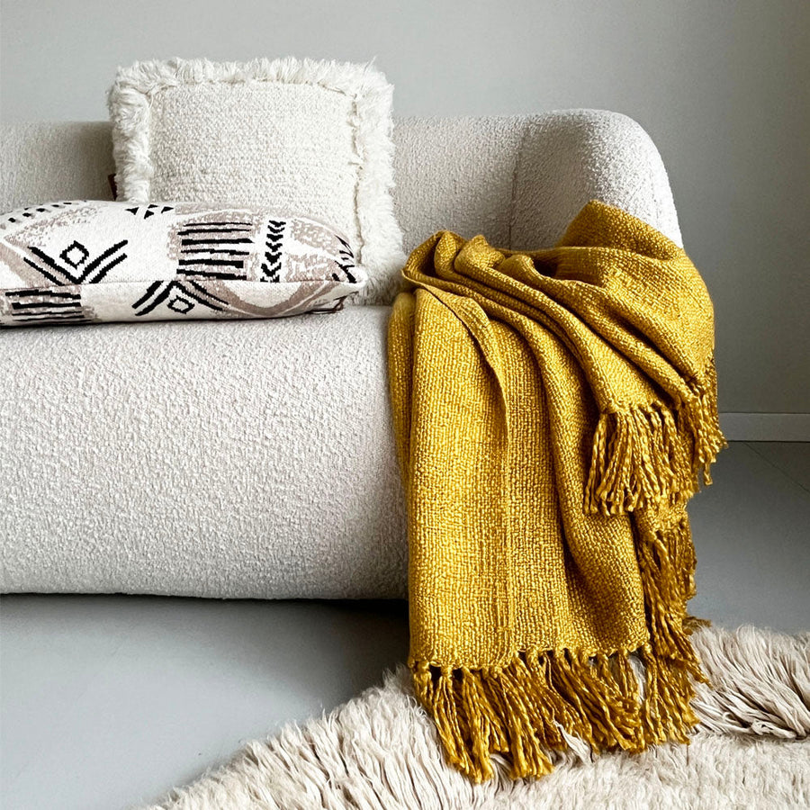 Malagoon plaid curry - geel - 125x150cm