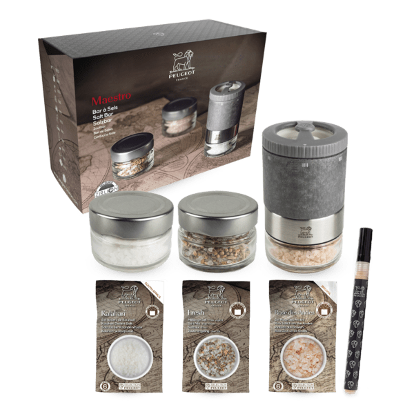 Coffret maestro zoutmolen + 3 zouten (kalahari, rose des andes, m?ange fra?heur)