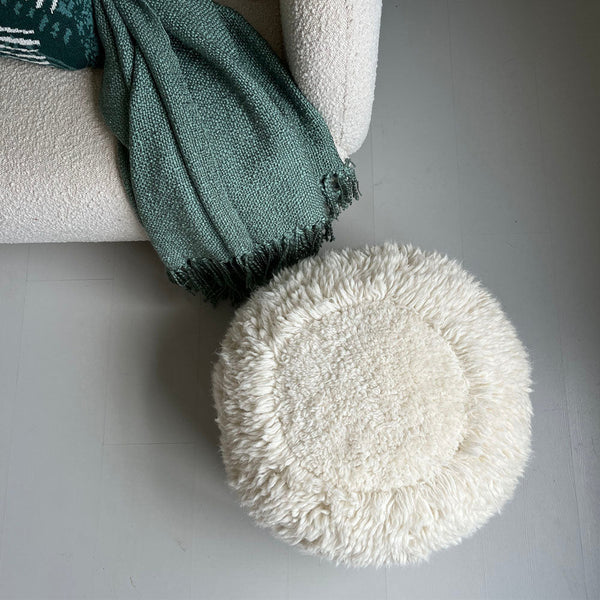Malagoon poef eboya - gebroken wit - ø 50cm h 35cm 100% wol