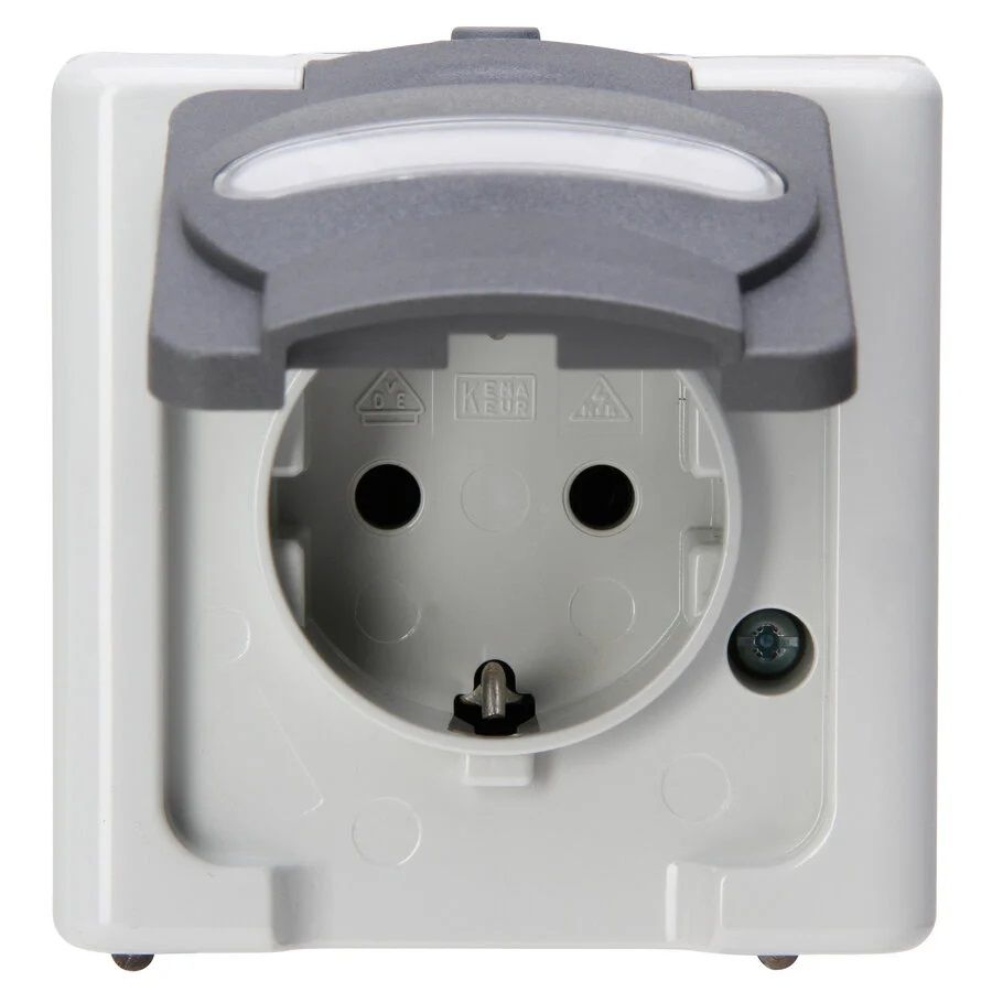 Blue Electric wandcontactdoos 1V RA deksel IP44 grijs