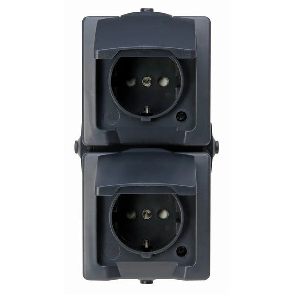 Nautic wandcontactdoos IP44 2V RA vert. bedraad antraciet