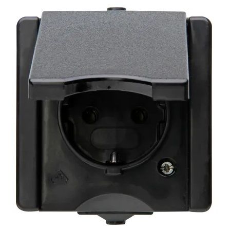 ProAQA - wandcontactdoos 1V RA deksel IP44 zwart