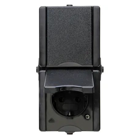 ProAQA - wandcontactdoos 2V RA deksel IP44 vert. zwart