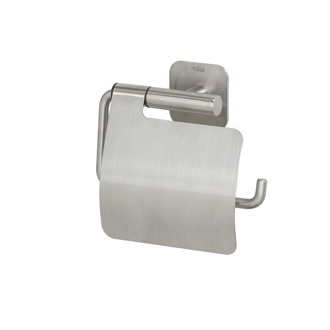 Colar Toiletrolhouder met klep RVS geborsteld