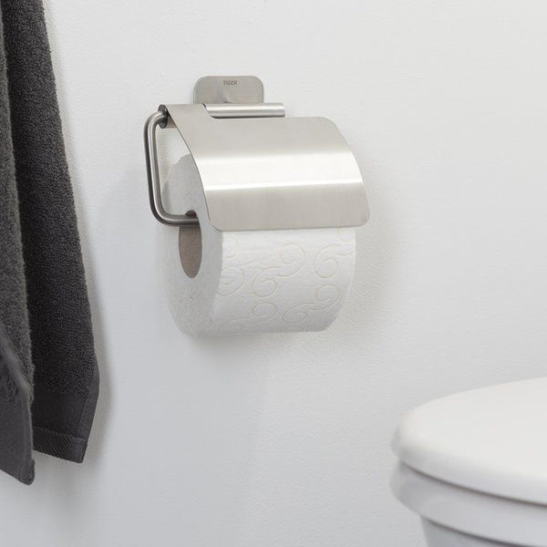 Colar Toiletrolhouder met klep RVS geborsteld