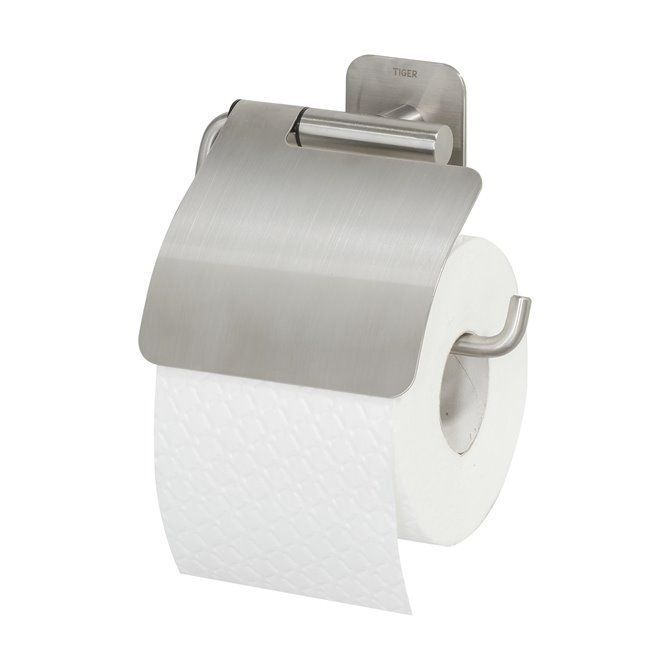 Colar Toiletrolhouder met klep RVS geborsteld