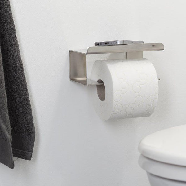 Colar Toiletrolhouder met planchet RVS geborsteld