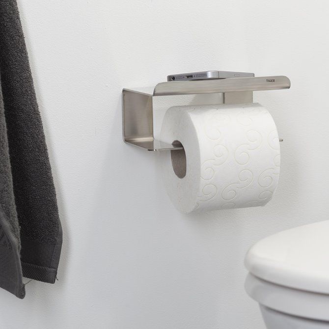 Colar Toiletrolhouder met planchet RVS geborsteld