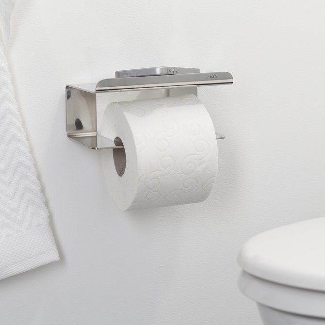 Colar Toiletrolhouder met planchet RVS gepolijst