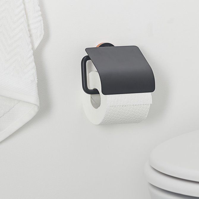 Urban Toiletrolhouder met klep Zwart