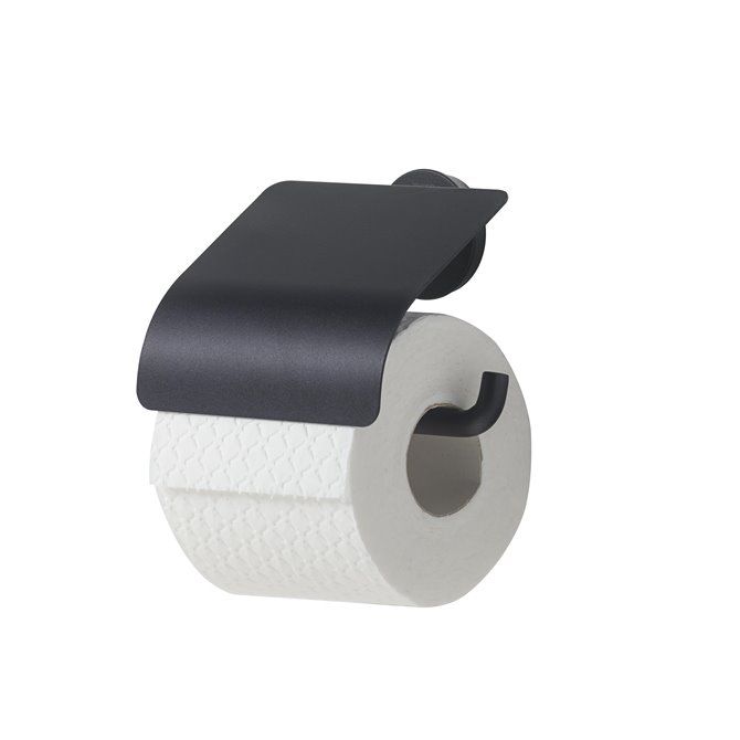 Urban Toiletrolhouder met klep Zwart