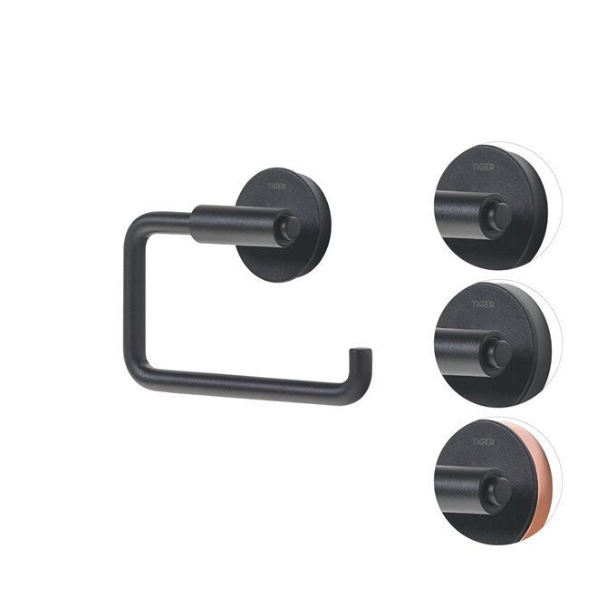 Urban Toiletaccessoireset - Toiletborstel met houder - Toiletrolhouder zonder klep - Handdoekhaak - Zwart
