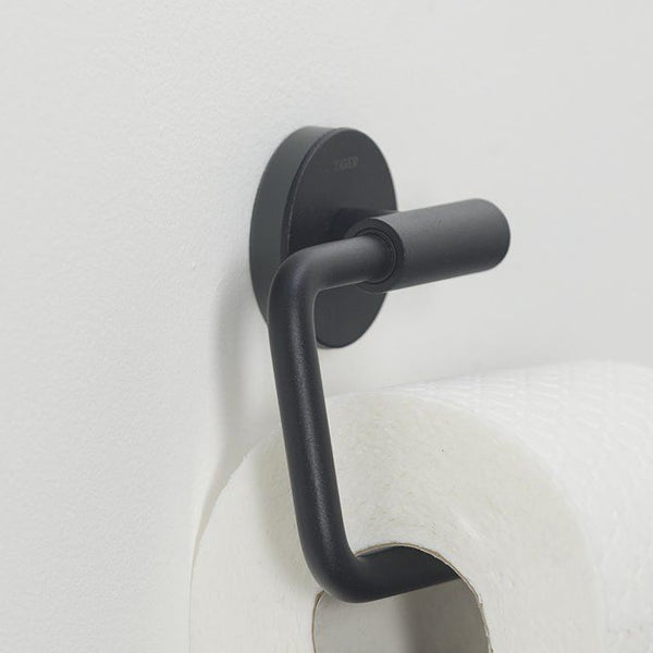 Urban Toiletaccessoireset - Toiletborstel met houder - Toiletrolhouder zonder klep - Handdoekhaak - Zwart