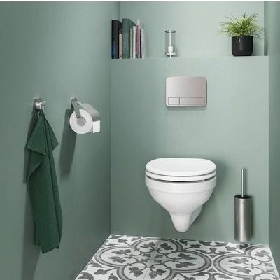 Noon Toiletrolhouder met klep RVS geborsteld