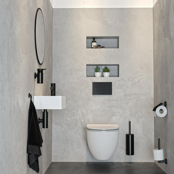 Noon Toiletrolhouder met klep Zwart