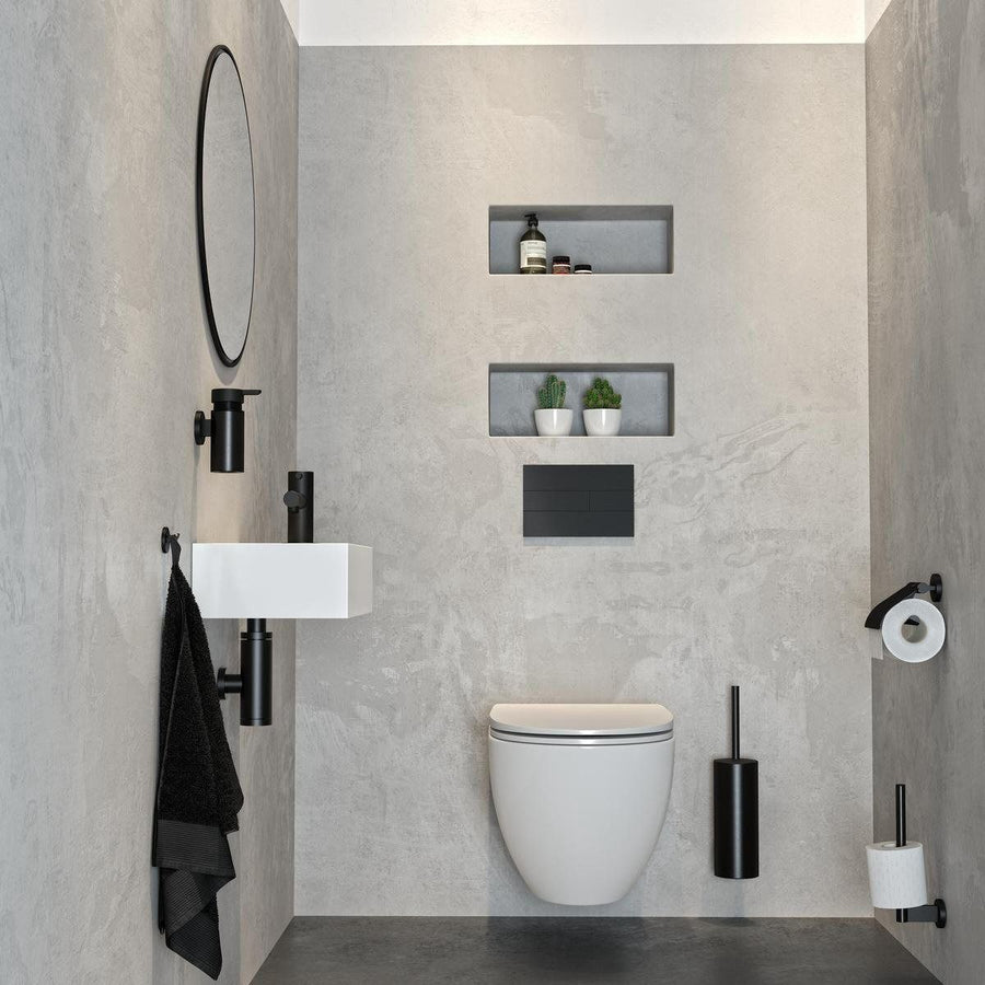 Noon Toiletrolhouder met klep Zwart