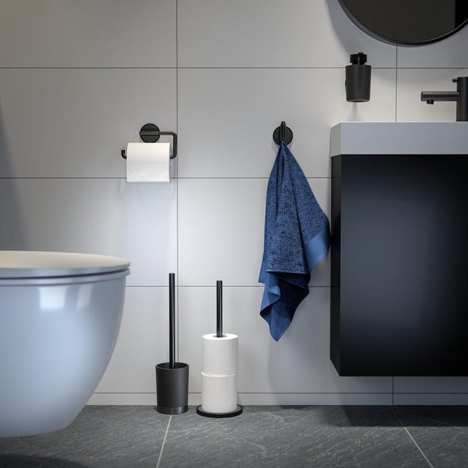 Tune Toiletrolhouder zonder klep Zwart metaal geborsteld / Zwart