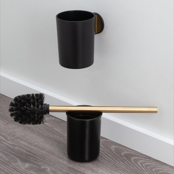 Tune Toiletborstel met houder Messing geborsteld / Zwart