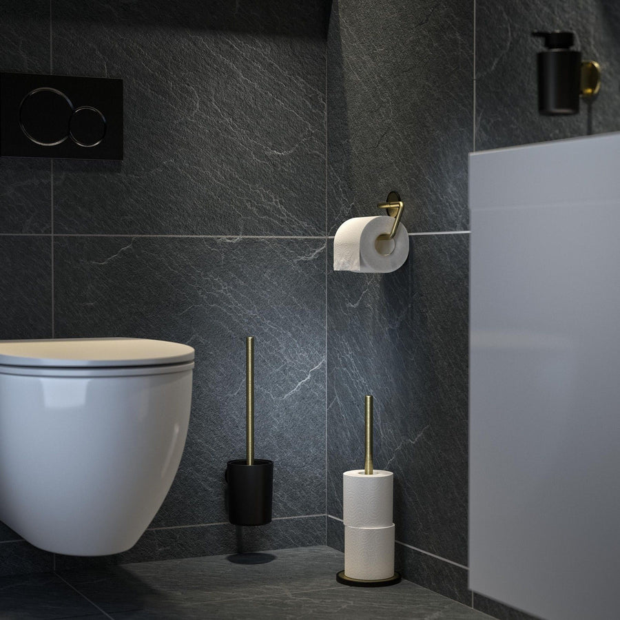 Tune Toiletborstel met houder Messing geborsteld / Zwart