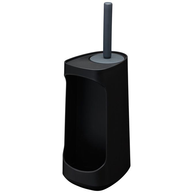 Tess Toiletborstelhouder met opbergfunctie vrijstaand en Swoop® borstel flexibel Zwart / Antraciet