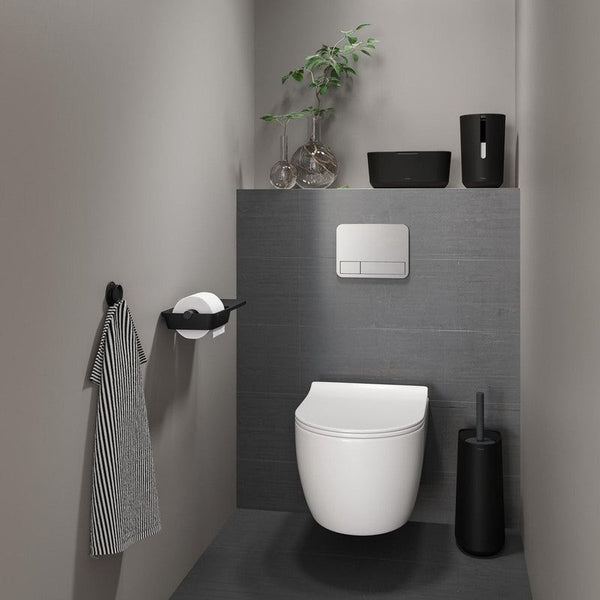 Tess Toiletborstelhouder met opbergfunctie vrijstaand en Swoop® borstel flexibel Zwart / Antraciet