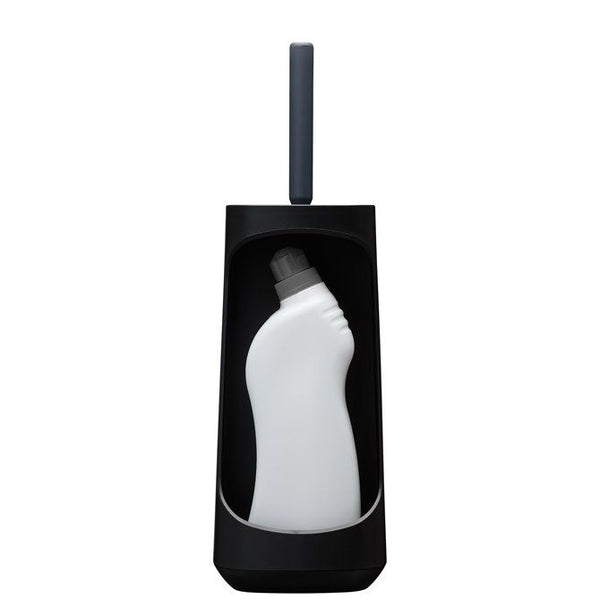 Tess Toiletborstelhouder met opbergfunctie vrijstaand en Swoop® borstel flexibel Zwart / Antraciet