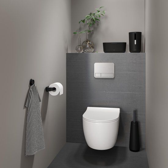 Tess Toiletborstelhouder vrijstaand met Swoop® borstel flexibel Zwart / Antraciet