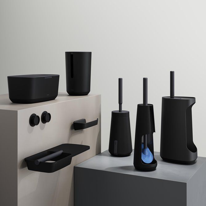 Tess Toiletborstelhouder met Swoop® borstel flexibel Zwart / Antraciet