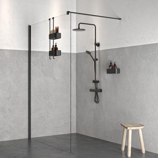 2-Store Ophangbaar doucherek 25 cm Zwart