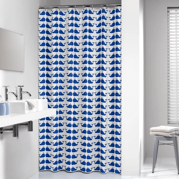 Whale Douchegordijn 180x200 cm PEVA Blauw